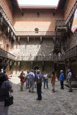 The inner courtyard of the palace and its wooden stair galleries