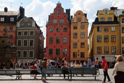Iconic buildings surrounding the square Stortorget.