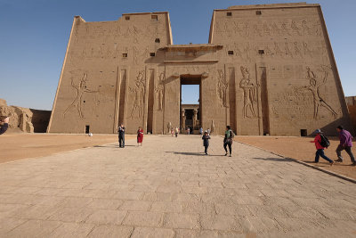 The main entrance of Edfu Temple showing the first pylon
