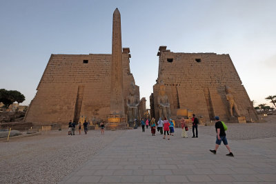 Entrance of Luxor Temple with the red granite obelisk
