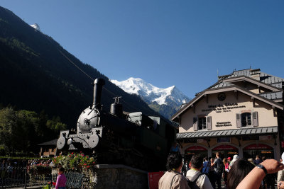 Mont Blanc above Chamonix railway station