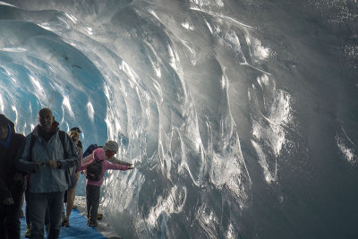 Inside the ice cave, part of the glacier