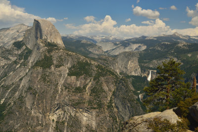 The Half Dome and Nevada and Vernal Falls