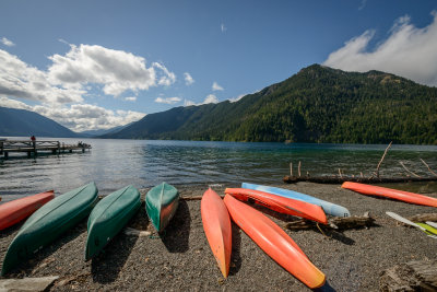 canoes at Lake Crescent Lodge