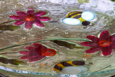 Glass birdbath
