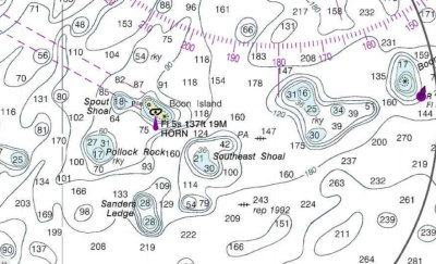 Chart (13286) showing Boon Island and ledges.