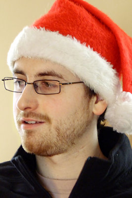 Andy Tiebout with Santa hat (2010).