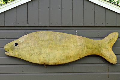 Hanging fish sculpture
