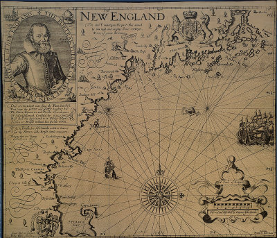 Detail of Smith's 1616 map on the monument