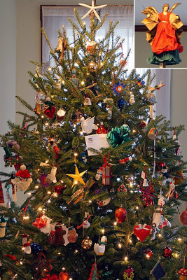 The Christmas tree with angel inset.