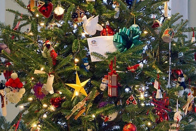 The tree oranaments.