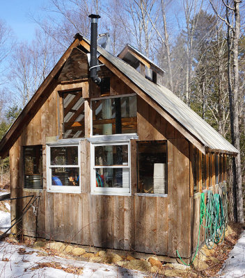 Sugar house for boiling sap, back view.
