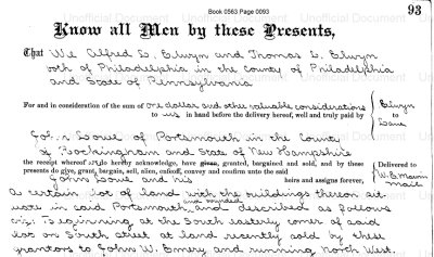 Deed 1897, Elwyn to Lowe, part 1 of 3.
