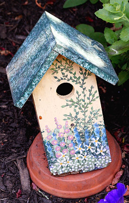 Wooden bird house.