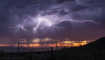 Sunset Lightning Over Avra Valley