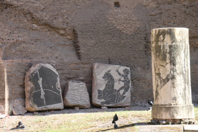 Thermes de Caracalla : Fragments de pavement  en mosaque