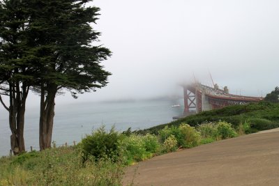 The golden Gate Bridge in the fog