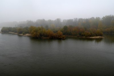 Vistule river in the mist and the fall colors