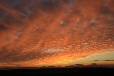 Gorgeous sunrise, this morning : First pink, the clouds become orange in a few minutes