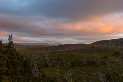 The last of the light shows tomorrow's journey, from the hut at Barn Bluff