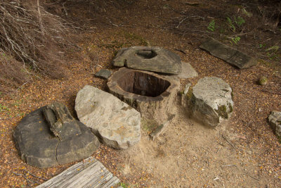 The unique toilet at Du Cane Hut - a hollowed out log forms a long-drop.