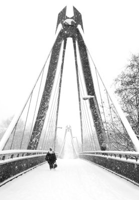 Woman on Defazio Bridge