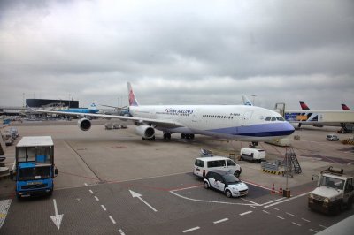 Our plane at Schiphol airport