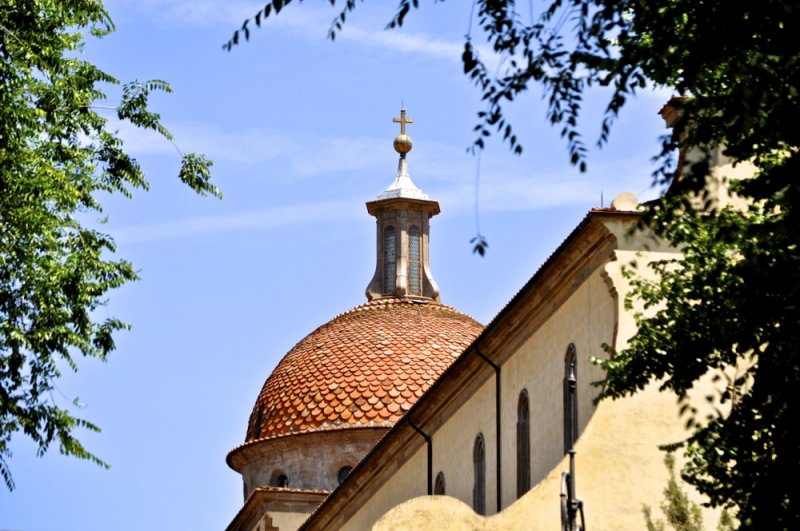 Old Church in a Neighborhood Square