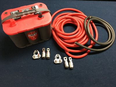 Optima red top battery, and 1/0 guage power cables