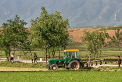 Tractor in rural farm