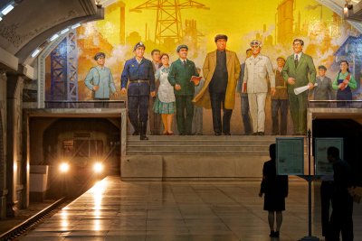 Mural in Pyongyang Metro Station