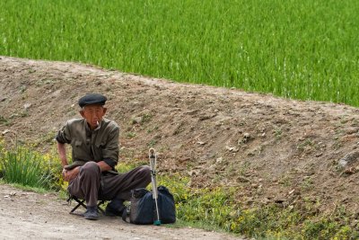 Resting on farm in rural DPRK