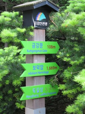Hiking destination signpost