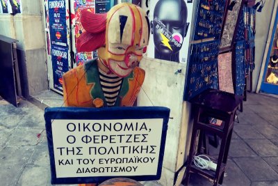 Scary clown, Athens, Greece