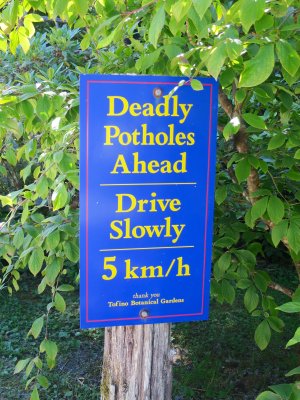 Fix the road? Or just put up a sign? Tofino, British Columbia