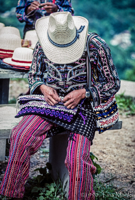 Kaqchikel Man Crocheting Bag