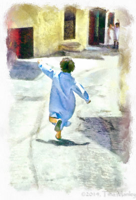 Running Boy, Watercolor