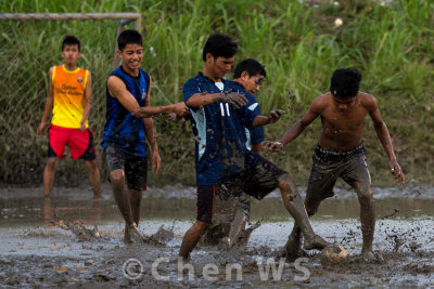 Football in the mud