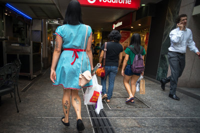 Shoppers at Queen Street Mall, Brisbane.