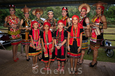 Bidayuh girls in traditional costume