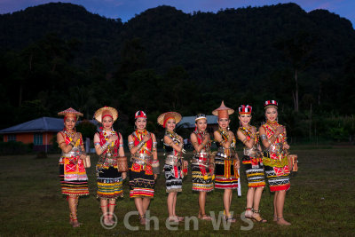 Bidayuh girls in traditional costume