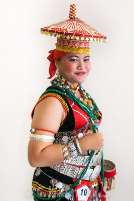 Bidayuh girl in full traditional costume