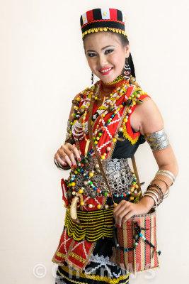 Bidayuh girl in full traditional costume