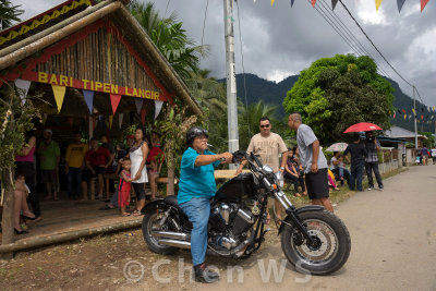 Biker joining in the fun