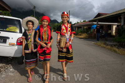 Villagers come out to join the procession