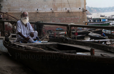 Elderly Boatman At The Ghat (Sep13)