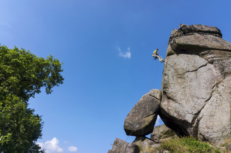 Abseil - Robin Hoods Stride, Boulder Climb