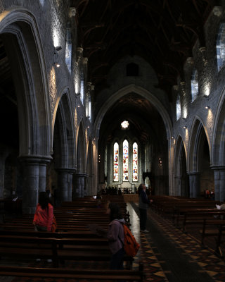 Kilkenny-Saint Canice's Cathedral- Interior from the Rear of the Church- as lit