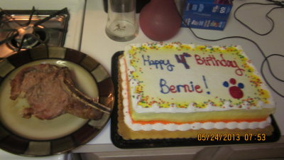 Bernie's birthday cake & birthday steak