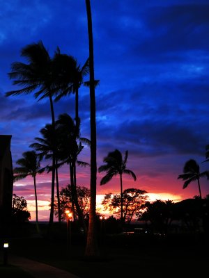 Maui sunset from Luana Kai condos. Kihei, Maui.